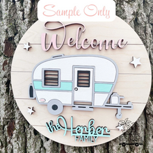 Load image into Gallery viewer, Personalized Camper Welcome Summer Sign WOOD BLANKS Kitsch Porch Sign DIY Paint Party Wine Party Vintage Retro