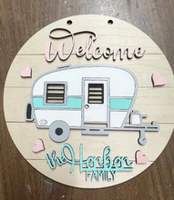 Load image into Gallery viewer, Personalized Camper Welcome Summer Sign WOOD BLANKS Kitsch Porch Sign DIY Paint Party Wine Party Vintage Retro