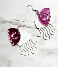 Load image into Gallery viewer, Double Layer JELLYFISH Earrings - So Fun So Funky - Pink and white - jewelry - ocean