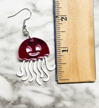 Load image into Gallery viewer, Double Layer JELLYFISH Earrings - So Fun So Funky - Pink and white - jewelry - ocean