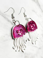 Load image into Gallery viewer, Double Layer JELLYFISH Earrings - So Fun So Funky - Pink and white - jewelry - ocean