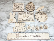 DIY Easter Tier Tray Wood Kit -  Kitchen Decor - Tiered Signs - Bunny Rabbit Carrot Patch Wood Craft Herber Studios