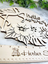 Load image into Gallery viewer, Flamingo Hello Summer Sign WOOD BLANKS Beach Tropical Kitsch Tiki Porch Sign DIY Paint Party Wine Party