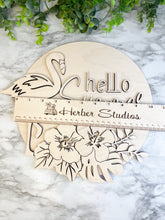 Load image into Gallery viewer, Flamingo Hello Summer Sign WOOD BLANKS Beach Tropical Kitsch Tiki Porch Sign DIY Paint Party Wine Party