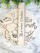 Load image into Gallery viewer, Flamingo Hello Summer Sign WOOD BLANKS Beach Tropical Kitsch Tiki Porch Sign DIY Paint Party Wine Party