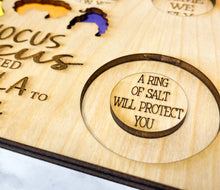 Load image into Gallery viewer, Hocus Pocus I Need Tequila To Focus Flight Board, Barware, Halloween, Witch, Alcohol, Drinks, Shots