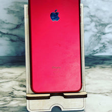 Load image into Gallery viewer, Personalized Cell Phone Stand - Choice of Stain Color ~ Holder Wood Engraved Office Home Work Business Promo