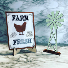 Load image into Gallery viewer, Farm Tier Tray ~ Country ~ Farmer ~ Kitchen Decor Decoration Wood Sign Chicken Eggs Market Windmill Welcome Rural Personalized Tidbit