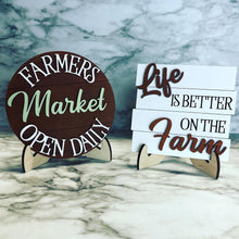 Load image into Gallery viewer, Farm Tier Tray ~ Country ~ Farmer ~ Kitchen Decor Decoration Wood Sign Chicken Eggs Market Windmill Welcome Rural Personalized Tidbit