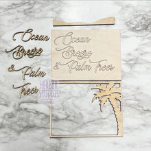 Load image into Gallery viewer, Tropical Tier Tray DIY Wood Kit - Sun Beach Sand Palm Flamingo Flip Flops Hammock - Kitchen Decor -  Tiered Signs - Wood Craft