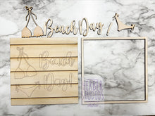 Load image into Gallery viewer, Beach Tier Tray DIY Wood Kit - Bikini Summer Seahorse Umbrella Flip Flops Kitchen Decor -  Tiered Signs - Wood Craft