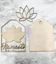 Load image into Gallery viewer, Namaste Stand Tier Tray DIY Wood Kit - Yoga Peace Meditate Relax Bath Kitchen Decor - Tiered Signs - Wood Craft