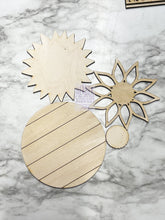 Load image into Gallery viewer, Sunflower Tier Tray DIY Wood Kit - Sunny Flowers Spring Summer Garden - Kitchen Decor - Tiered Signs - Wood Craft