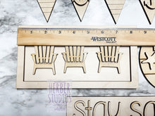 Load image into Gallery viewer, Beach Stay Salty Tier Tray DIY Wood Kit - Mermaid Adirondack Crab Lifeguard Summer Seahorse Kitchen Decor -  Tiered Signs - Wood Craft