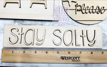 Load image into Gallery viewer, Beach Stay Salty Tier Tray DIY Wood Kit - Mermaid Adirondack Crab Lifeguard Summer Seahorse Kitchen Decor -  Tiered Signs - Wood Craft
