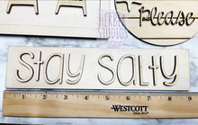Load image into Gallery viewer, Beach Stay Salty Tier Tray DIY Wood Kit - Mermaid Adirondack Crab Lifeguard Summer Seahorse Kitchen Decor -  Tiered Signs - Wood Craft