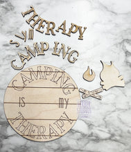 Load image into Gallery viewer, Camp Tier Tray DIY Wood Kit - Camping Woods Fire RV Smores Kitchen Decor - Tiered Signs - Wood Craft - Completed Set Sample Pic Shown