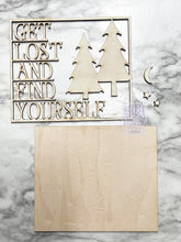 Load image into Gallery viewer, Camp Tier Tray DIY Wood Kit - Camping Woods Fire RV Smores Kitchen Decor - Tiered Signs - Wood Craft - Completed Set Sample Pic Shown