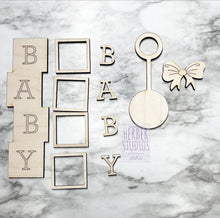 Load image into Gallery viewer, Baby Tier Tray DIY Wood Kit - Boy Girl Shower Room Decor -  Tiered Signs - Wood Craft

