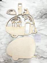 Load image into Gallery viewer, Halloween Witches Stand Tier Tray DIY Wood Kit - Camper Cat Hat Holiday Broomstick Kitchen Decor - Tiered Signs - Wood Craft