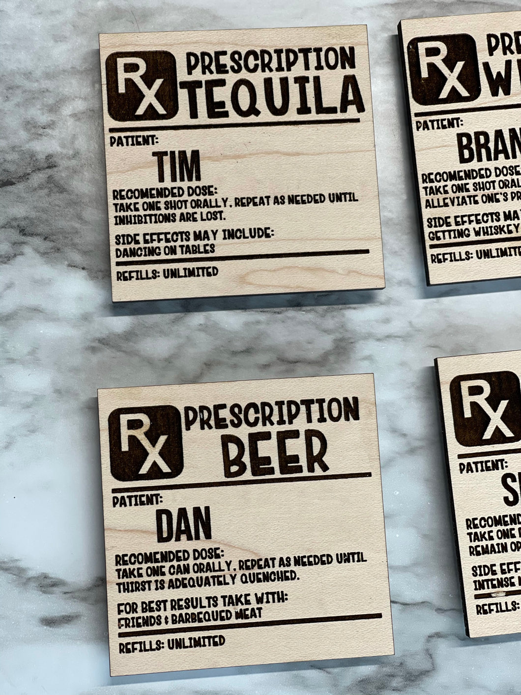 Personalized Prescription Magnets ~ Coffee Beer Wine Whiskey Tequila ~ Engraved