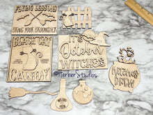 Load image into Gallery viewer, DIY Halloween Black Cat Witches Tier Tray DIY Kit - Kitchen Apartment Decoration - Tiered Tray Sign - Fall Decor - Herber Studios