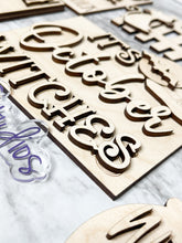 Load image into Gallery viewer, DIY Halloween Black Cat Witches Tier Tray DIY Kit - Kitchen Apartment Decoration - Tiered Tray Sign - Fall Decor - Herber Studios