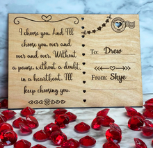 Load image into Gallery viewer, Personalized Love Valentine Postcard ~ Wood Engraved ~ Cut Hearts ~

