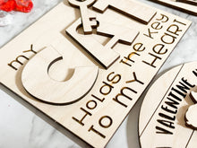 Load image into Gallery viewer, DIY Personalized CAT Valentine's Day Tier Tray Wood Kit - Holiday Kitchen Decor - Tiered Signs - Wood Craft Herber Studios