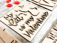 Load image into Gallery viewer, DIY Personalized CAT Valentine's Day Tier Tray Wood Kit - Holiday Kitchen Decor - Tiered Signs - Wood Craft Herber Studios