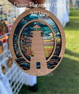 Oval Light House Sun Catcher Suncatcher - Sample