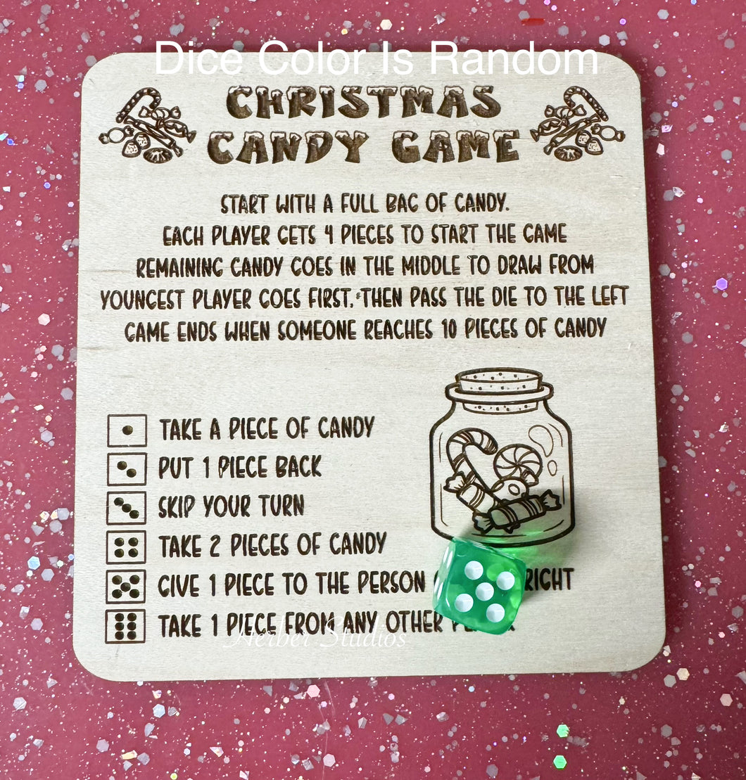 Christmas Candy Game Wood Dice Game - Dice Color is Random