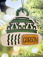 Personalized Christmas Ornament Hat Beanie Cap Patch Deer Tree