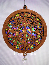 Load image into Gallery viewer, Peace Sign Suncatcher - Sapele Wood Acrylic P1

