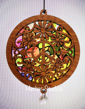 Load image into Gallery viewer, Peace Sign Suncatcher - Sapele Wood Acrylic P2

