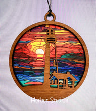 Load image into Gallery viewer, Lighthouse Lake Suncatcher - Sapele Wood Acrylic
