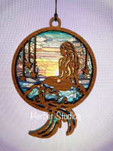 Load image into Gallery viewer, Mermaid Ocean Suncatcher - Sapele Wood Acrylic
