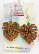 Monstera Leaf Earrings Wood