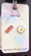 Bacon and Egg Earring Studs