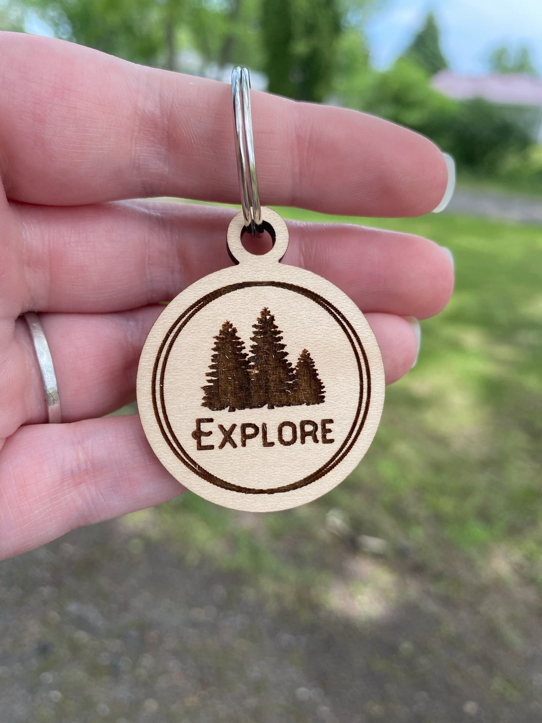Keychain - Explore Travel Woods