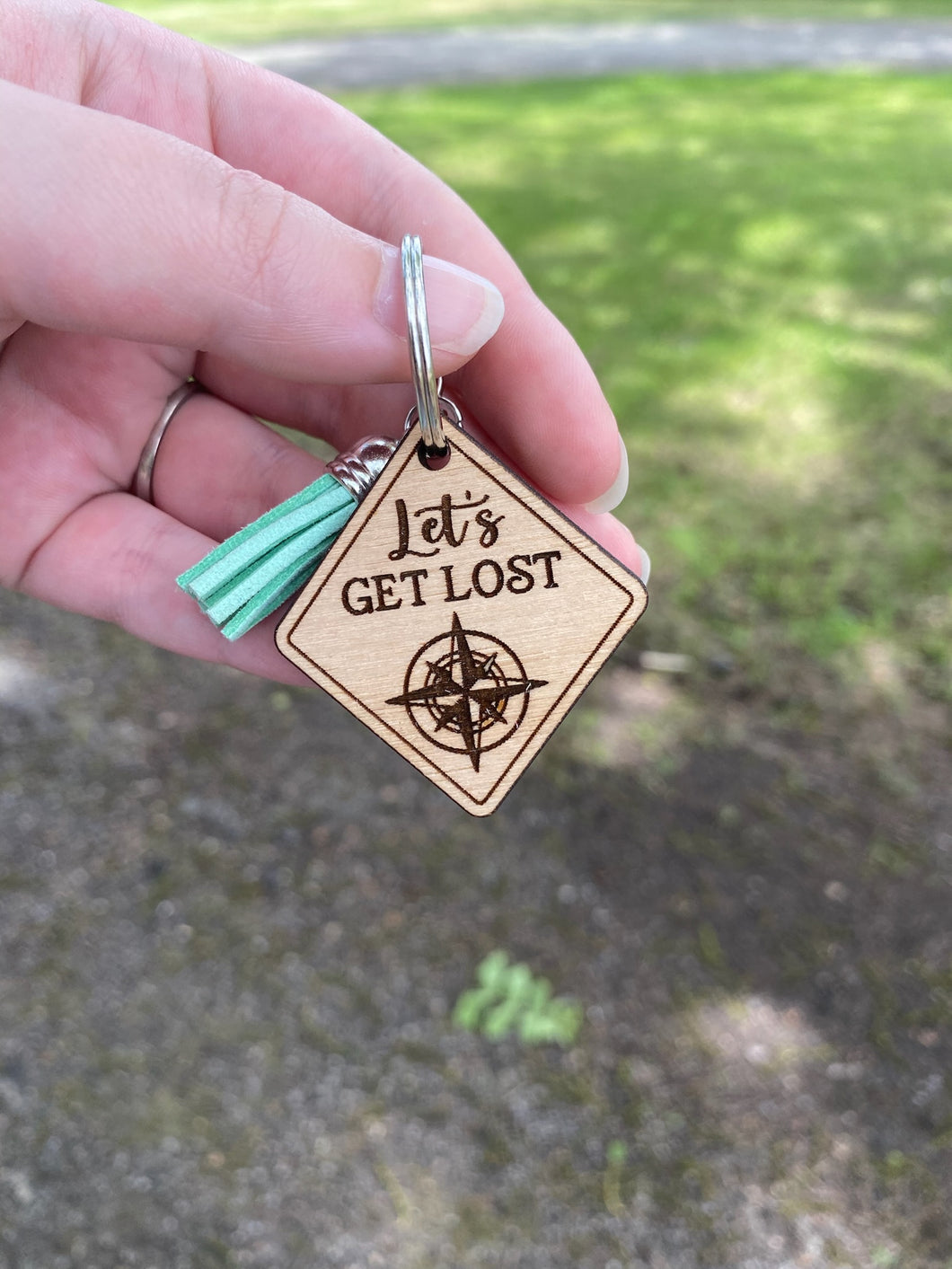 Keychain - Let's Get Lost - Compass Travel Explore Adventure