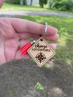 Keychain - Choose Adventure - Compass Travel Explore Adventure Mountains