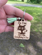 Keychain - It's Fine I'm Fine Everything Is Fine - Cat