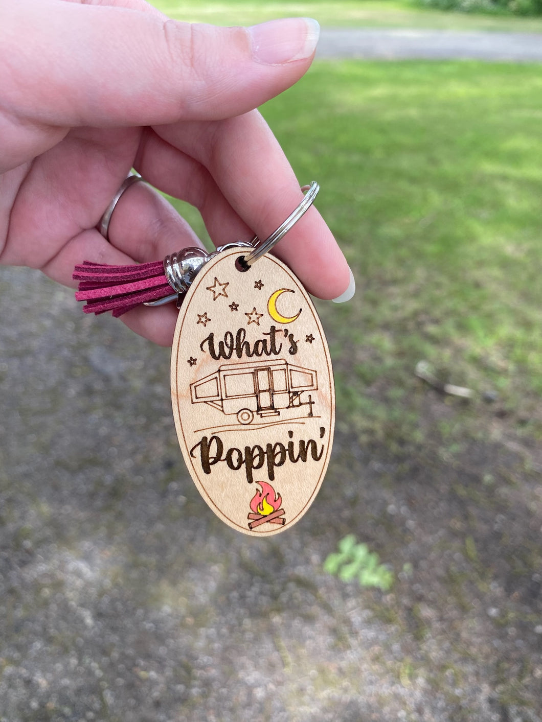 Keychain - Camping What's Poppin - Camper Rv