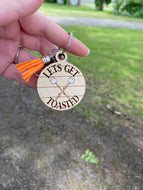 Keychain -Let's Get Toasted - Marshmallows Firepit Camping