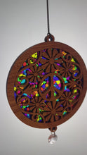 Load and play video in Gallery viewer, Peace Sign Suncatcher - Sapele Wood Acrylic P1
