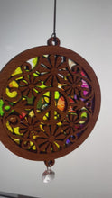 Load and play video in Gallery viewer, Peace Sign Suncatcher - Sapele Wood Acrylic P2
