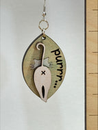 Cat Butt 3D Purrr Wood Earrings Drop Dangle