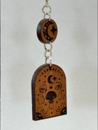 Sapele Mushroom Moons Celestial Wood Earrings Drop Dangle Ren Faire
