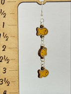 Goldfish Wood Earrings Drop Dangle Fun Quirky Crackers